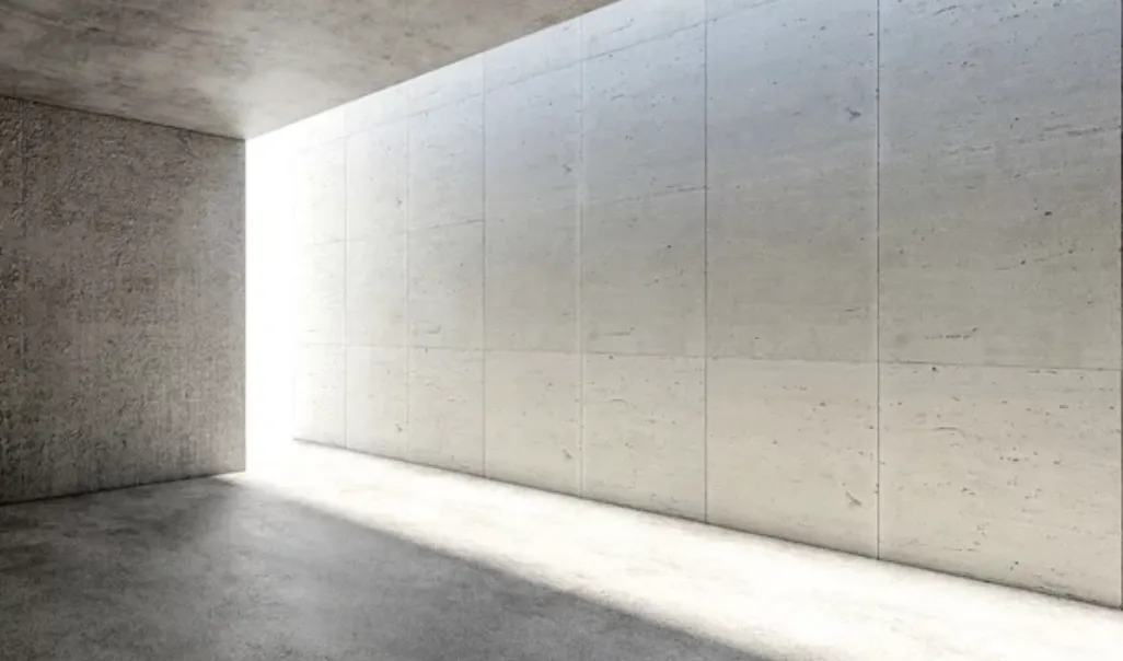 Smooth poured concrete wall